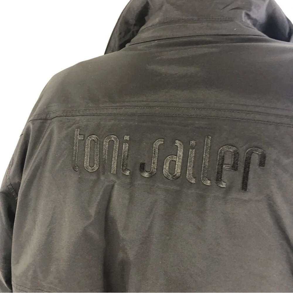 Toni Sailer ski jacket zipper front black mens MEDIUM black white red
